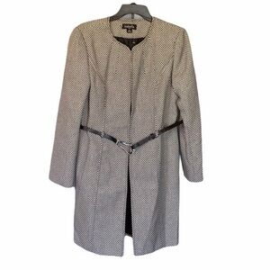 Isabella Suits Coat Long black/white, size 8, NWOT